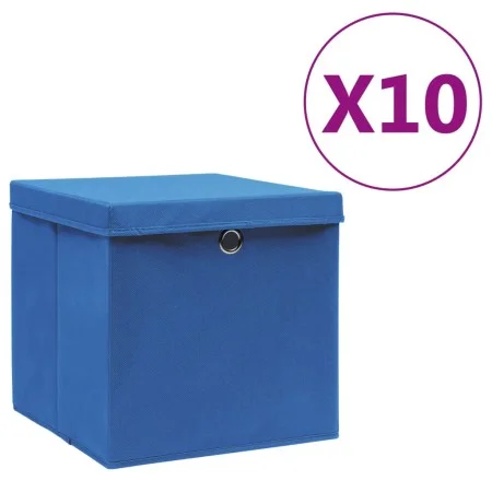 Storage boxes with lids 10 pcs blue 28x28x28 cm by , Storage baskets - Ref: Foro24-325198, Price: 59,97 €, Discount: %