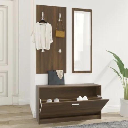 Set de mueble zapatero 3 en 1 madera contrachapada marrón roble de , Zapateros y organizadores de calzado - Ref: Foro24-34257...