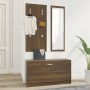 Set de mueble zapatero 3 en 1 madera contrachapada marrón roble