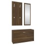 Set de mueble zapatero 3 en 1 madera contrachapada marrón roble