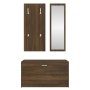 Set de mueble zapatero 3 en 1 madera contrachapada marrón roble