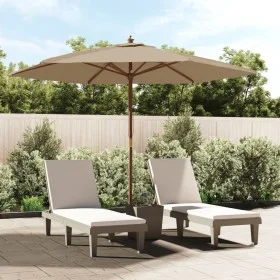 Garden umbrella with taupe gray wooden pole 299x240 cm by , Umbrellas - Ref: Foro24-363170, Price: 85,91 €, Discount: %