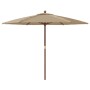 Garden umbrella with taupe gray wooden pole 299x240 cm by , Umbrellas - Ref: Foro24-363170, Price: 86,53 €, Discount: %