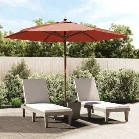 Sombrilla de jardín con poste de madera terracota 299x240 cm de , Sombrillas - Ref: Foro24-363172, Precio: 75,43 €, Descuento: %