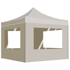 Carpa plegable profesional con paredes aluminio crema 3x3 m