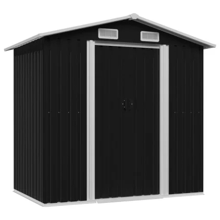 Anthrazitgrauer Gartenschuppen aus Stahl, 204 x 132 x 186 cm von vidaXL, Schuppen - Ref: Foro24-47028, Preis: 224,38 €, Rabat...