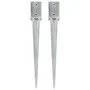 Ground spikes 2 units silver galvanized steel 9x9x75 cm by , Spikes for anchoring in the ground - Ref: Foro24-145413, Price: ...
