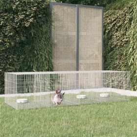 Rabbit cage 4 panels galvanized iron 217x79x54 cm by , Cages and habitats for small animals - Ref: Foro24-171570, Price: 71,7...