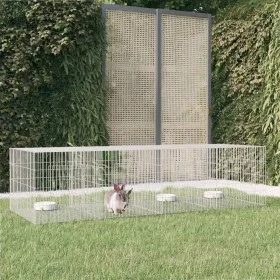 Rabbit cage 4 panels galvanized iron 217x79x54 cm by , Cages and habitats for small animals - Ref: Foro24-171570, Price: 70,3...