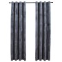 Cortinas opacas anillas 2 uds terciopelo antracita 140x225 cm