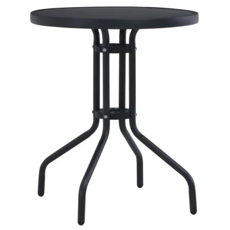 Mesa de jardín acero y vidrio negro 60 cm de vidaXL, Mesas de jardín - Ref: Foro24-47252, Precio: 58,88 €, Descuento: %