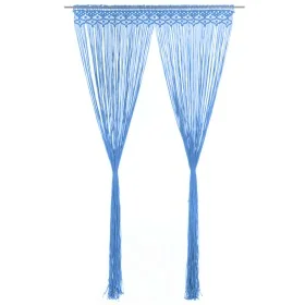 Blue cotton macrame curtain 140x240 cm by , Curtains and curtains - Ref: Foro24-323987, Price: 41,89 €, Discount: %