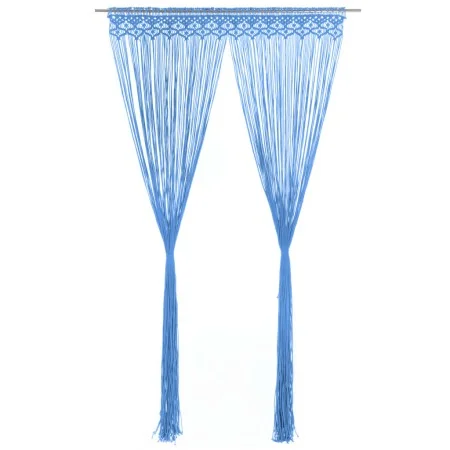 Cortina de macramé algodón azul 140x240 cm de , Cortinas y visillos - Ref: Foro24-323987, Precio: 41,88 €, Descuento: %