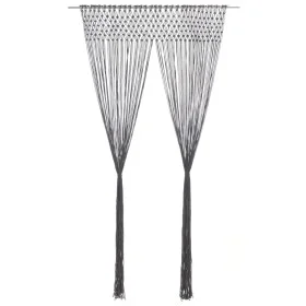 Anthracite gray cotton macrame curtain 140x240 cm by , Curtains and curtains - Ref: Foro24-323991, Price: 38,94 €, Discount: %