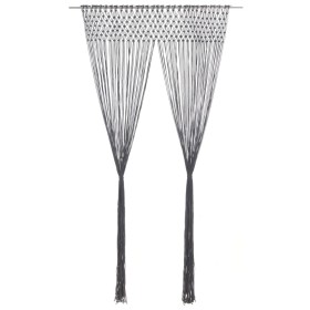 Cortina de macramé algodón gris antracita 140x240 cm de , Cortinas y visillos - Ref: Foro24-323991, Precio: 39,71 €, Descuent...