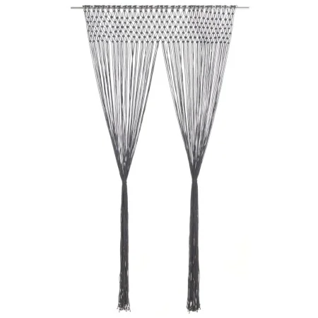 Anthracite gray cotton macrame curtain 140x240 cm by , Curtains and curtains - Ref: Foro24-323991, Price: 38,94 €, Discount: %