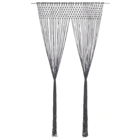 Cortina de macramé algodón gris antracita 140x240 cm de , Cortinas y visillos - Ref: Foro24-323991, Precio: 39,71 €, Descuent...