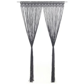 Anthrazitgrauer Makramee-Vorhang aus Baumwolle, 140 x 240 cm von , Vorhänge und Gardinen - Ref: Foro24-323993, Preis: 42,56 €...