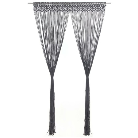 Anthrazitgrauer Makramee-Vorhang aus Baumwolle, 140 x 240 cm von , Vorhänge und Gardinen - Ref: Foro24-323993, Preis: 42,56 €...