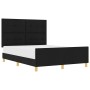 Estructura de cama con cabecera Negro 160 x 200 cm tela