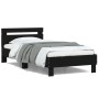 Bed frame with black engineered wood headboard 100x200 cm by , Beds and slatted bases - Ref: Foro24-838527, Price: 78,07 €, D...