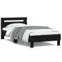 Bed frame with black engineered wood headboard 100x200 cm by , Beds and slatted bases - Ref: Foro24-838527, Price: 76,29 €, D...