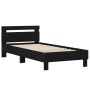 Bed frame with black engineered wood headboard 100x200 cm by , Beds and slatted bases - Ref: Foro24-838527, Price: 78,07 €, D...