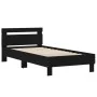 Bed frame with black engineered wood headboard 100x200 cm by , Beds and slatted bases - Ref: Foro24-838527, Price: 76,29 €, D...