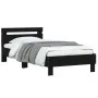 Bed frame with black engineered wood headboard 100x200 cm by , Beds and slatted bases - Ref: Foro24-838527, Price: 76,29 €, D...