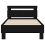 Bed frame with black engineered wood headboard 100x200 cm by , Beds and slatted bases - Ref: Foro24-838527, Price: 78,07 €, D...