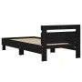 Bed frame with black engineered wood headboard 100x200 cm by , Beds and slatted bases - Ref: Foro24-838527, Price: 76,29 €, D...