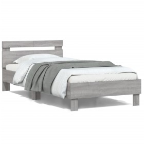 Sonoma-graues Holzwerkstoffbett mit Kopfteil 100 x 200 cm von , Betten und Lattenroste - Ref: Foro24-838531, Preis: 93,61 €, ...