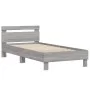 Sonoma gray engineered wood bed with headboard 100x200 cm by , Beds and slatted bases - Ref: Foro24-838531, Price: 92,47 €, D...