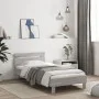 Sonoma gray engineered wood bed with headboard 100x200 cm by , Beds and slatted bases - Ref: Foro24-838531, Price: 92,47 €, D...