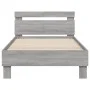 Sonoma gray engineered wood bed with headboard 100x200 cm by , Beds and slatted bases - Ref: Foro24-838531, Price: 92,47 €, D...