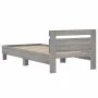 Sonoma gray engineered wood bed with headboard 100x200 cm by , Beds and slatted bases - Ref: Foro24-838531, Price: 92,47 €, D...