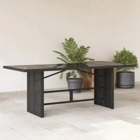 Gartentisch Glasoberfläche PE Rattan schwarz 190x80x74 cm von , Gartentische - Ref: Foro24-365304, Preis: 182,14 €, Rabatt: %