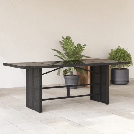 Gartentisch Glasoberfläche PE Rattan schwarz 190x80x74 cm von , Gartentische - Ref: Foro24-365304, Preis: 175,11 €, Rabatt: %