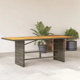 Garden table gray PE rattan wooden surface 190x80x74 cm by , Garden tables - Ref: Foro24-365310, Price: 238,48 €, Discount: %