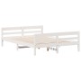 Bed frame with white pine wood headboard 120x200 cm by , Beds and slatted bases - Ref: Foro24-842791, Price: 155,56 €, Discou...