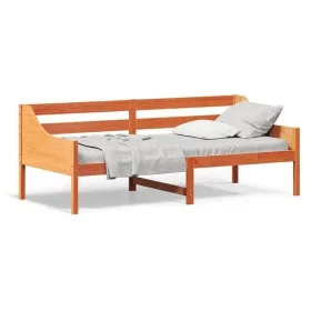 Wax brown solid pine wood sofa bed 80x200 cm by , Beds and slatted bases - Ref: Foro24-842829, Price: 108,33 €, Discount: %