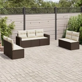 7-piece garden sofa set with brown PE rattan cushions by , Modular outdoor sofas - Ref: Foro24-3251170, Price: 426,60 €, Disc...