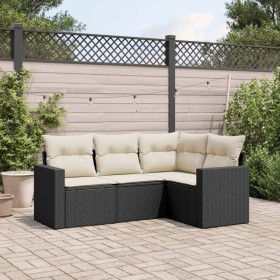 4-piece garden sofa set with black synthetic rattan cushions by , Modular outdoor sofas - Ref: Foro24-3251243, Price: 287,57 ...