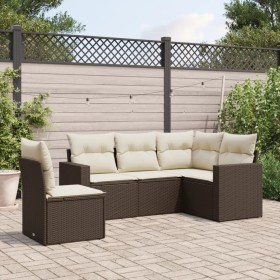 5-piece garden dining set and brown synthetic rattan cushions by , Modular outdoor sofas - Ref: Foro24-3251310, Price: 378,31...