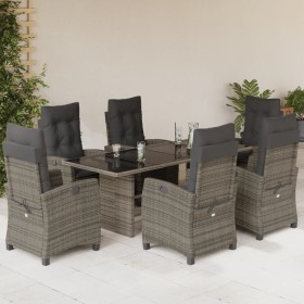 Garden dining set 7 pieces and gray synthetic rattan cushions by , Garden sets - Ref: Foro24-3212689, Price: 868,55 €, Discou...