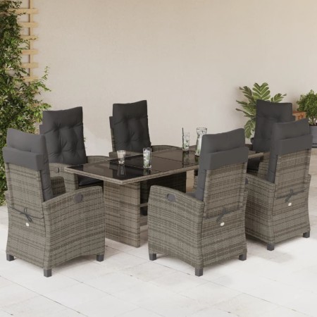 Garden dining set 7 pieces and gray synthetic rattan cushions by , Garden sets - Ref: Foro24-3212689, Price: 836,44 €, Discou...
