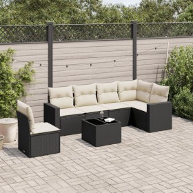 7-piece garden dining set and black synthetic rattan cushions by , Modular outdoor sofas - Ref: Foro24-3251373, Price: 431,58...