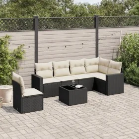 7-piece garden dining set and black synthetic rattan cushions by , Modular outdoor sofas - Ref: Foro24-3251373, Price: 422,46...