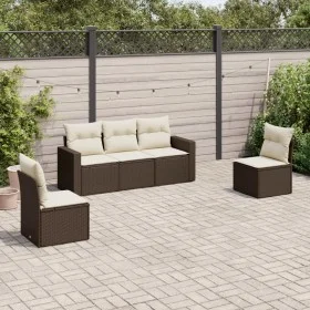 5-piece garden dining set and brown synthetic rattan cushions by , Modular outdoor sofas - Ref: Foro24-3251130, Price: 318,71...