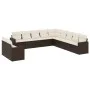 Gartensofa-Set 11-teilig mit braunen synthetischen Rattankissen von , Modulare Sofas für den Außenbereich - Ref: Foro24-32515...